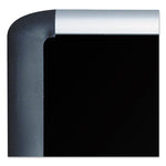 Soft-touch Bulletin Board, 36" x 24", Black Surface, Black/Satin Aluminum Frame