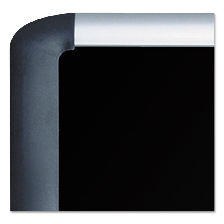 Soft-touch Bulletin Board, 36" x 24", Black Surface, Black/Satin Aluminum Frame