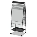 Creation Station Magnetic Dry Erase Board, 29.5" x 74.88", White Surface, Black Metal Frame