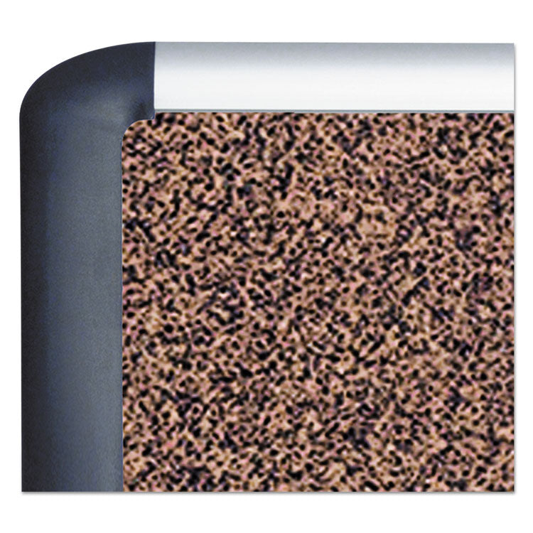 Tech Cork Board, 72" x 48", Tan Surface, Silver/Black Aluminum Frame