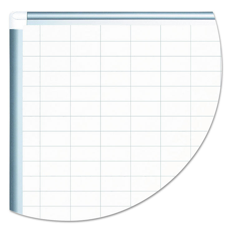 Gridded Magnetic Steel Dry Erase Project Planning Board, 1" x 2" Cells, 48" x 36", White Surface, Satin Aluminum Frame