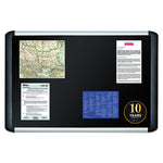Soft-touch Bulletin Board, 36" x 24", Black Surface, Black/Satin Aluminum Frame