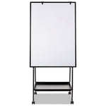 Creation Station Magnetic Dry Erase Board, 29.5" x 74.88", White Surface, Black Metal Frame