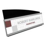Interior Image Anti-Glare Sign Holder, Landscape, 8.5" x 2" Insert, Black/Silver