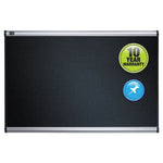 Prestige Black Embossed Foam Bulletin Board, 48" x 36", Black Surface, Silver Aluminum/Plastic Frame