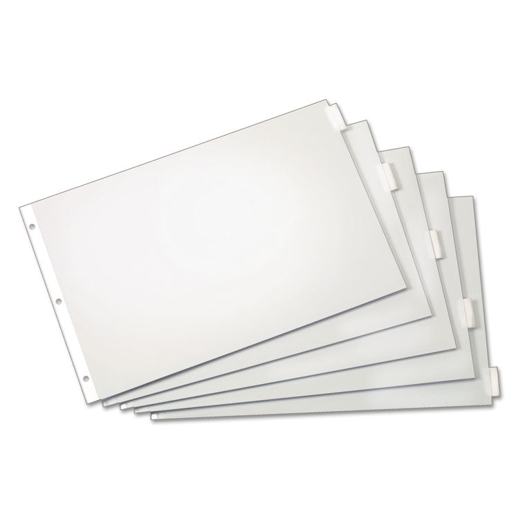 Paper Insertable Dividers, 5-Tab, 11 x 17, White, Clear Tabs, 1 Set