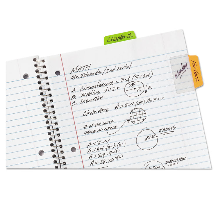 Ultra Tabs Repositionable Tabs, Standard: 2" x 1.5", 1/5-Cut, Assorted Neon Colors, 24/Pack