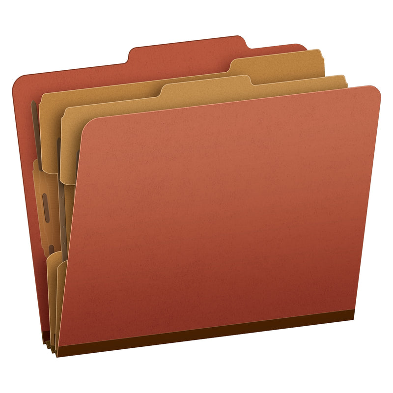 Pendaflex Moisture Resistant Heavy Duty Classification Folder, 2-Dividers, 2" Expansion, Letter Size, Brick Red, 10/Box (1257R)