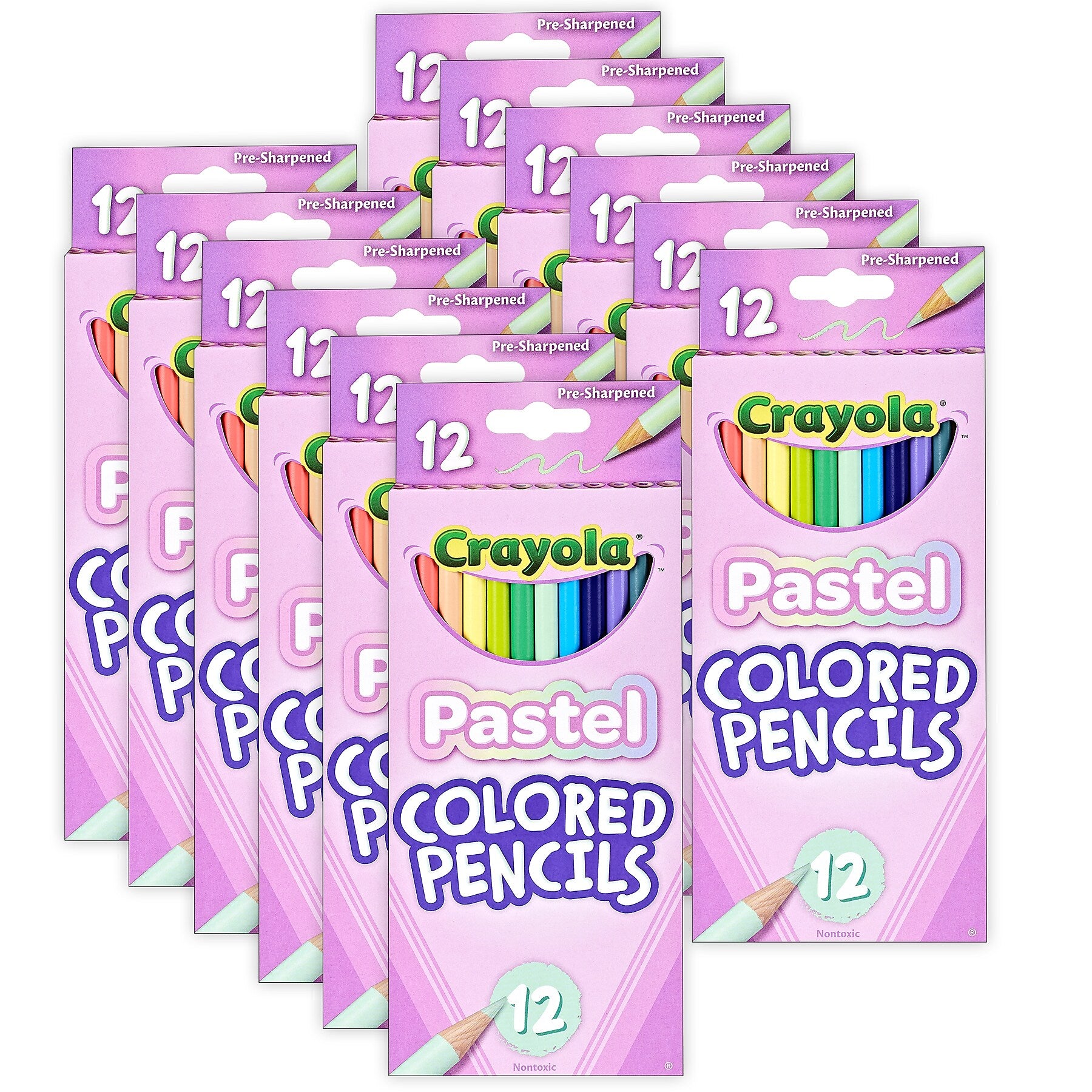 Crayola Pastel Colored Pencils, Assorted Colors, 12/Pack, 12 Packs/Bundle (BIN682030-12)