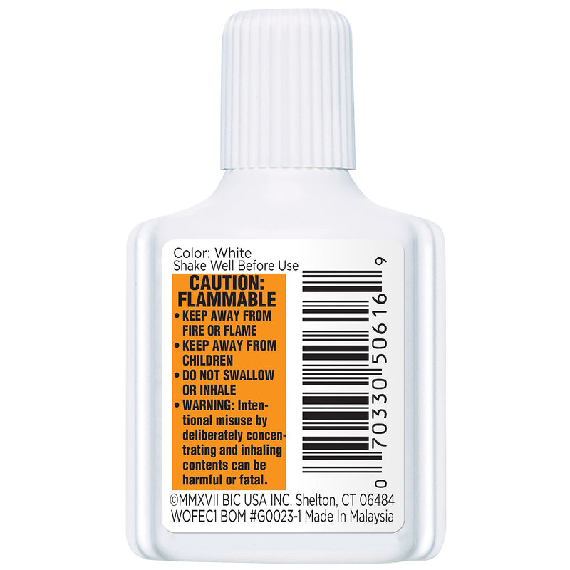 BIC Wite-Out Extra Coverage Correction Fluid, 20 ml., White, 12/Pack (WOFEC12WE)