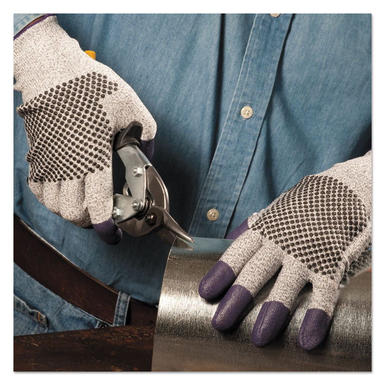 G60 PURPLE NITRILE* Cut-Resistant Gloves, EN388: 4340, 9.06" Long, Medium (Size 8), Black/White, 12 Pairs/Carton