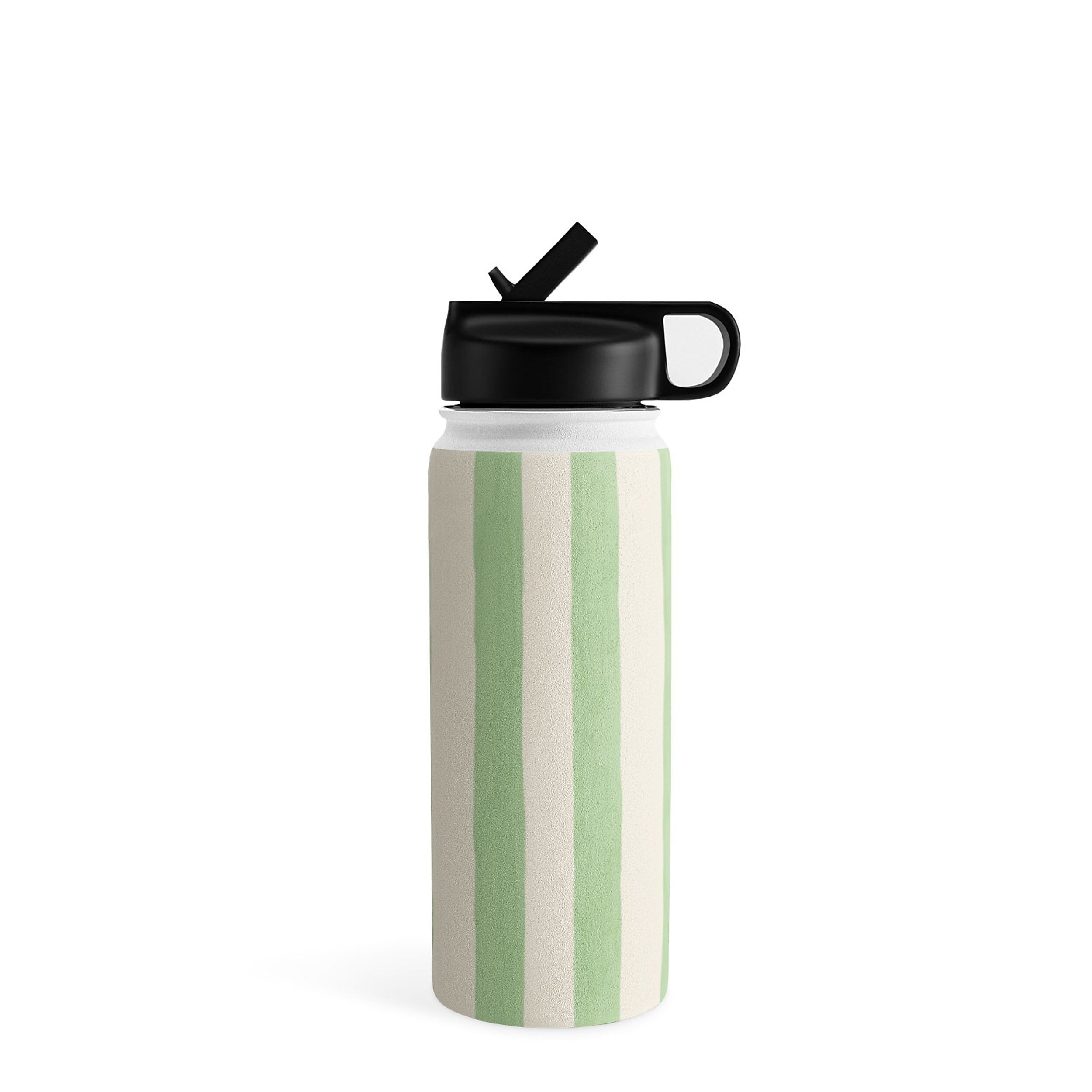 DENY Designs Spring Stripe II by Avenie Stainless Steel Double Wall Insulated Water Bottle, 18 oz., Green/White (88752-WBTL05)