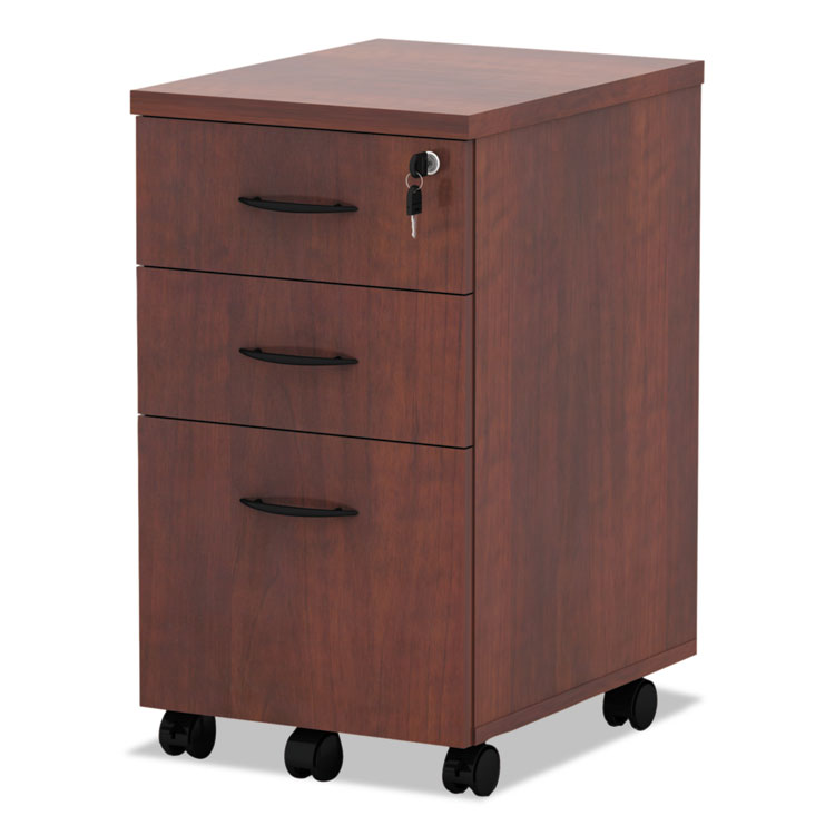 Alera Valencia Series Mobile Pedestal File, Left/right, 3-Drawer: Box/box/file, Legal/letter, Cherry, 15.88" X 20.5" X 28.38"