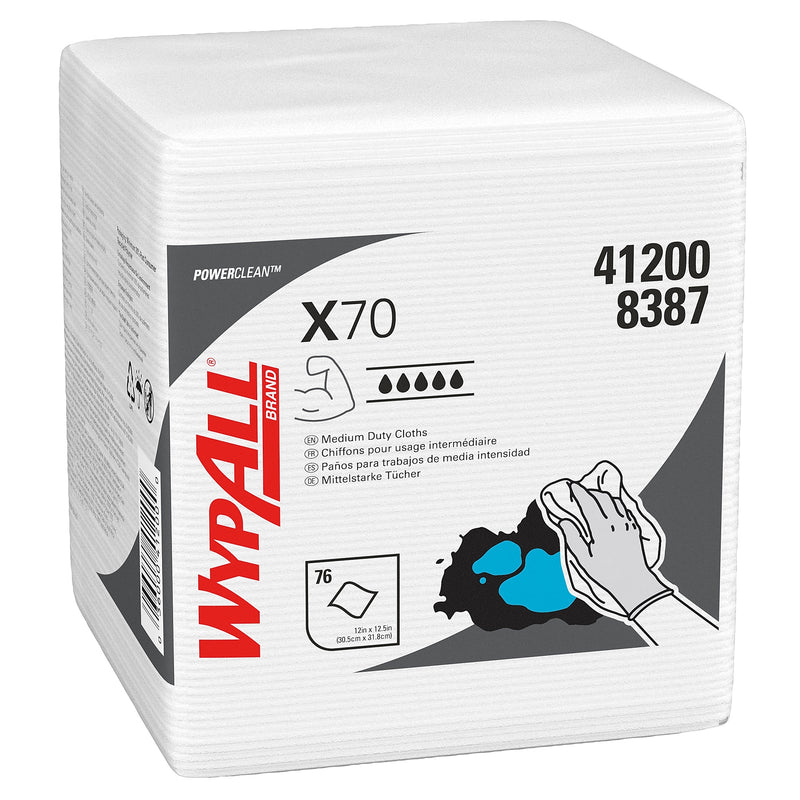 WypAll X70 Fabric Cleaning Towels, 12, White, 12/Carton (KCC41200)