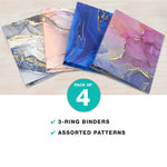 Global Printed Products Marble 1" 3-Ring Non-View Binders, Multicolored, 4/Pack (GPP-0096-A)
