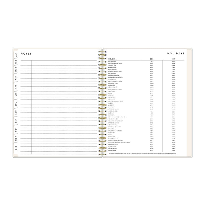 2026 Blue Sky Bespoke Letterpress Cream Hearts 8.5" x 11" Calendar Year Weekly & Monthly Planner, Plastic Cover (156227)