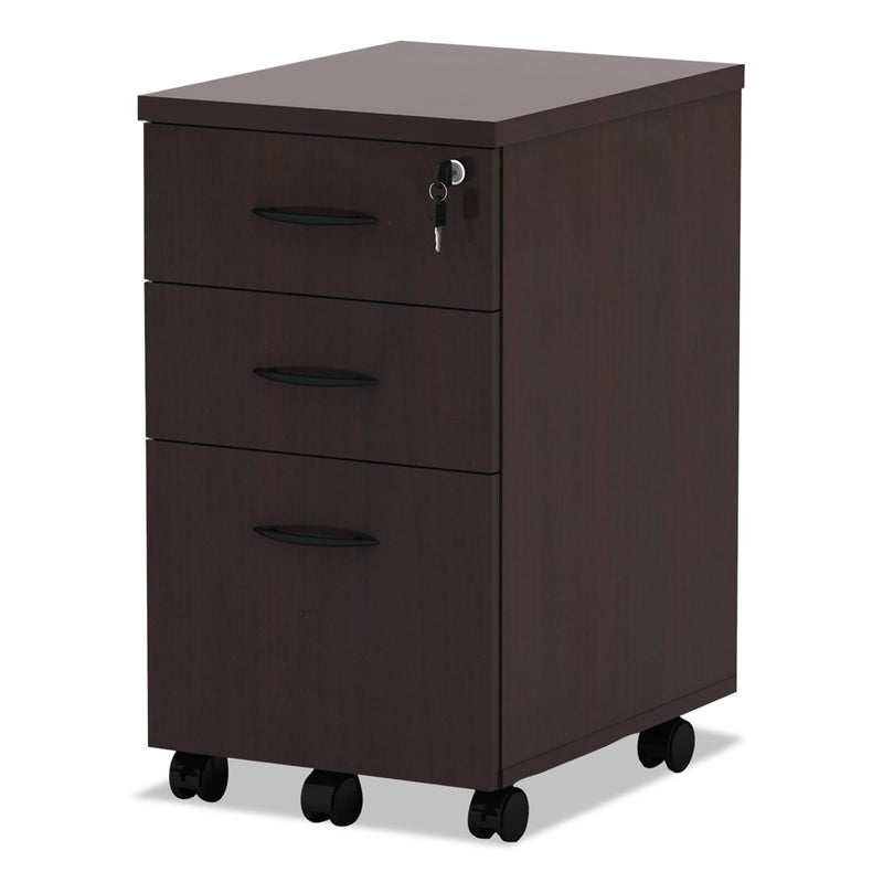 Alera® Valencia 3-Drawer Mobile Pedestal File Cabinet , Mahogany , Letter/Legal (VA572816MY)
