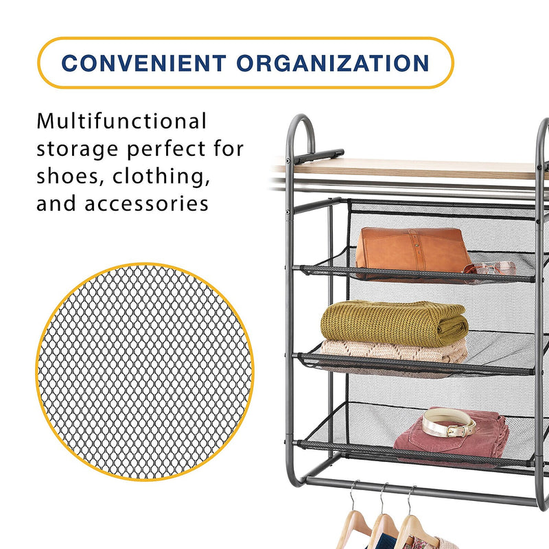 Whitmor 3-Shelf Hanging Closet Organizer, Black (6905-12085)
