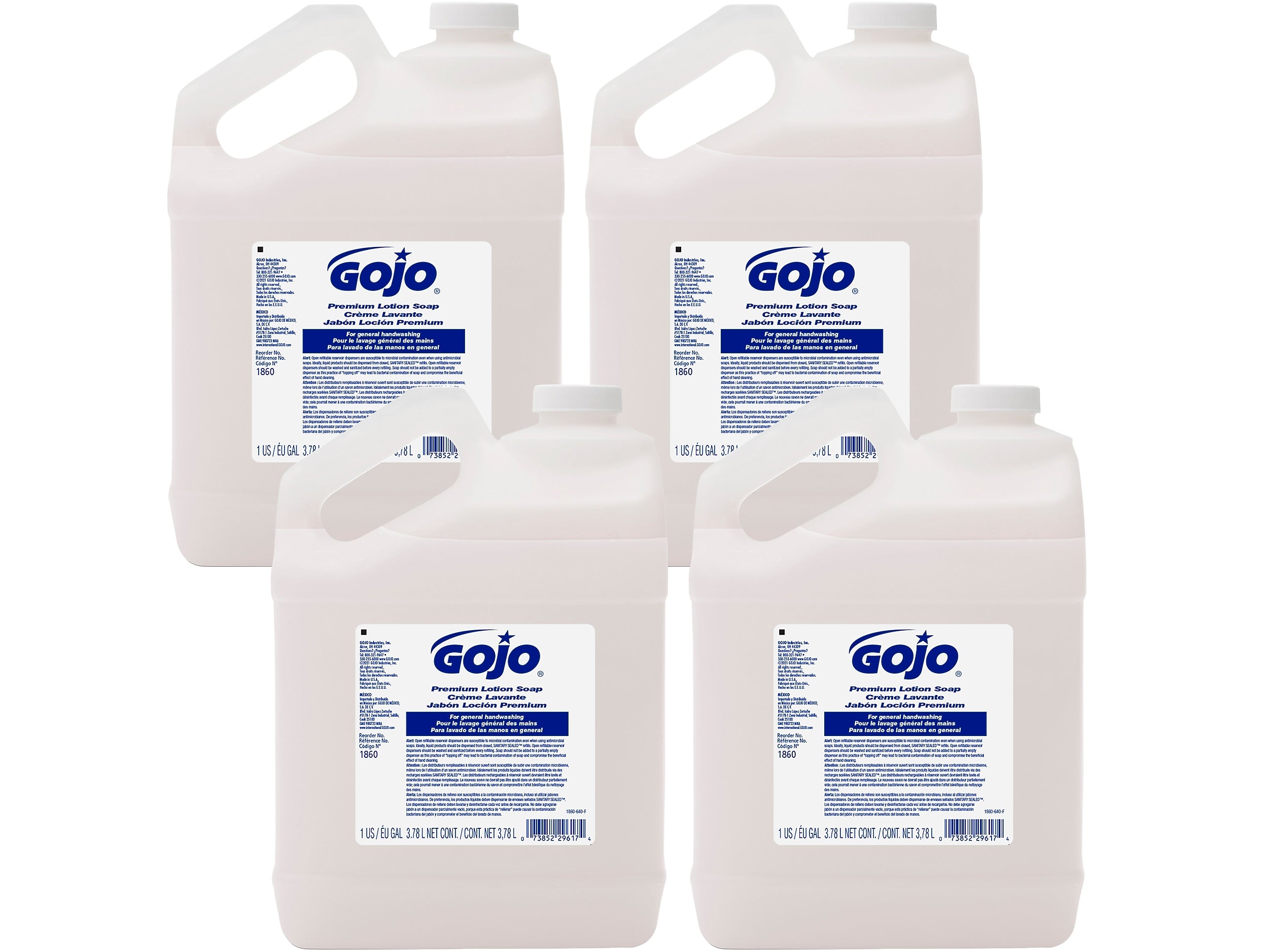 GOJO Premium Liquid Hand Soap Refill for 1860-04 Dispenser, Waterfall Scent, 128 oz., 4/Carton (1860-04CT)