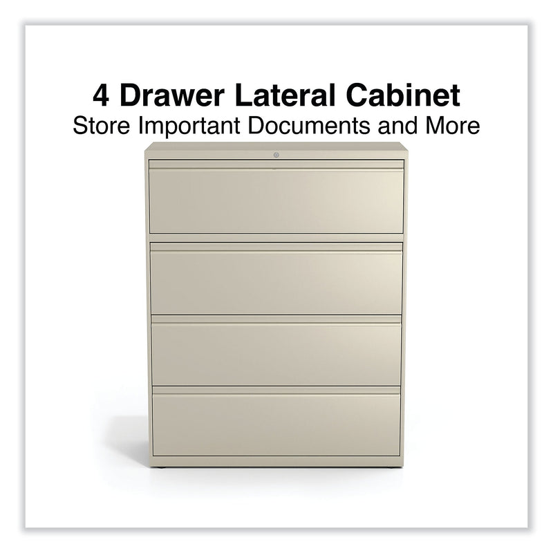 Alera 4-Drawer Lateral File Cabinet, Letter/Legal Size, Lockable, 52.5"H x 42"W x 18.63"D, Putty (ALEHLF4254PY)