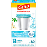 Glad 4 Gallon Drawstring Kitchen Trash Bags, Febreze Freshness Beachside Breeze Scent, Blue, 80/Box (79155)