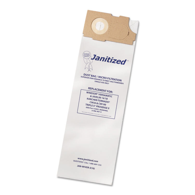 Vacuum Filter Bags Designed to Fit Windsor Versamatic, 100/Carton
