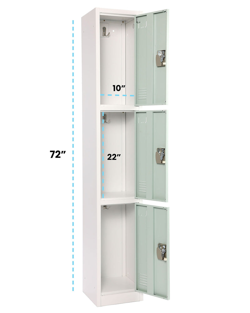 AdirOffice 72'' 3-Tier Misty Green Storage Locker (ADI629-203-MGRN)