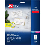 Avery Business Cards, 2" x 3 1/2", White/Gold, 10 Cards/Sheet, 10 Sheets/Pack, 100 Cards/Pack (3327)