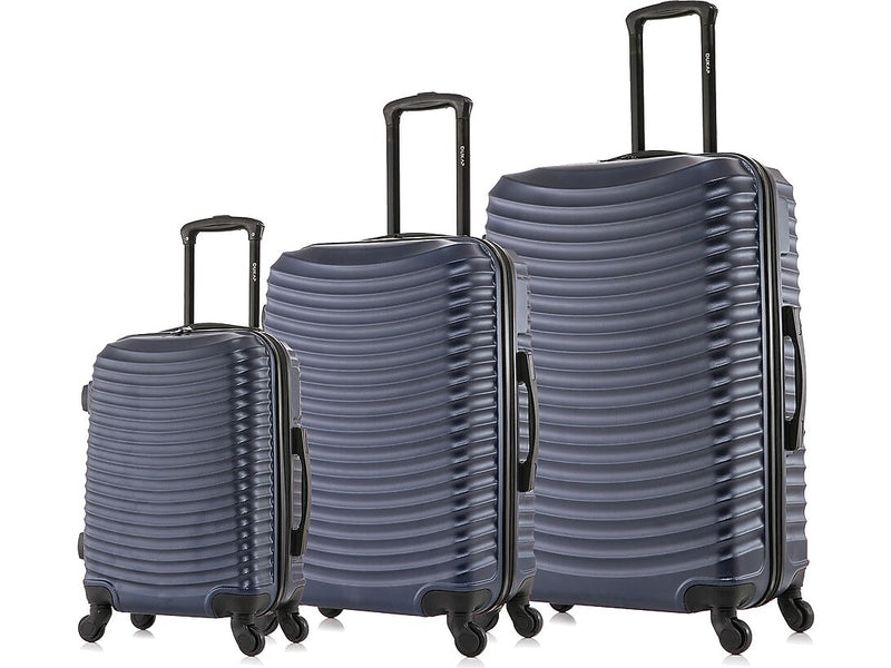 DUKAP Adly 3-Piece Hardside Spinner Luggage Set, TSA Checkpoint Friendly, Navy Blue (DKADLSML-BLU)