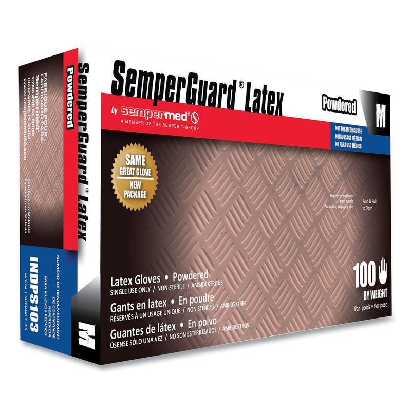 SemperGuard Latex Gloves, Cream, Medium, 100/Box, 10 Boxes/Carton