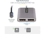 StarTech USB-C to Dual DisplayPort 1.4 Video Adapter, Male to Female, Gray (MST14CD122DP)