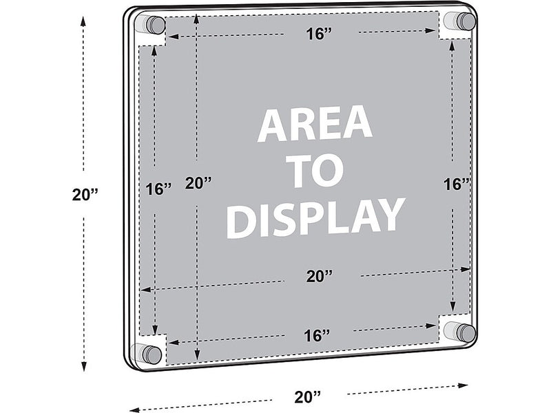 Azar Sign Holder, 20" x 20", Wall Mounted, Gold, Acrylic, 4/Pack (105520-GLD-4PK)