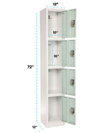 AdirOffice 72'' 4 Tier Misty Green Storage Locker, 4/Pack (ADI629-204-MGRN-PKG-4)