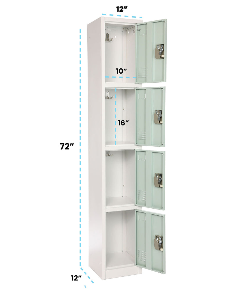 AdirOffice 72'' 4 Tier Misty Green Storage Locker, 4/Pack (ADI629-204-MGRN-PKG-4)