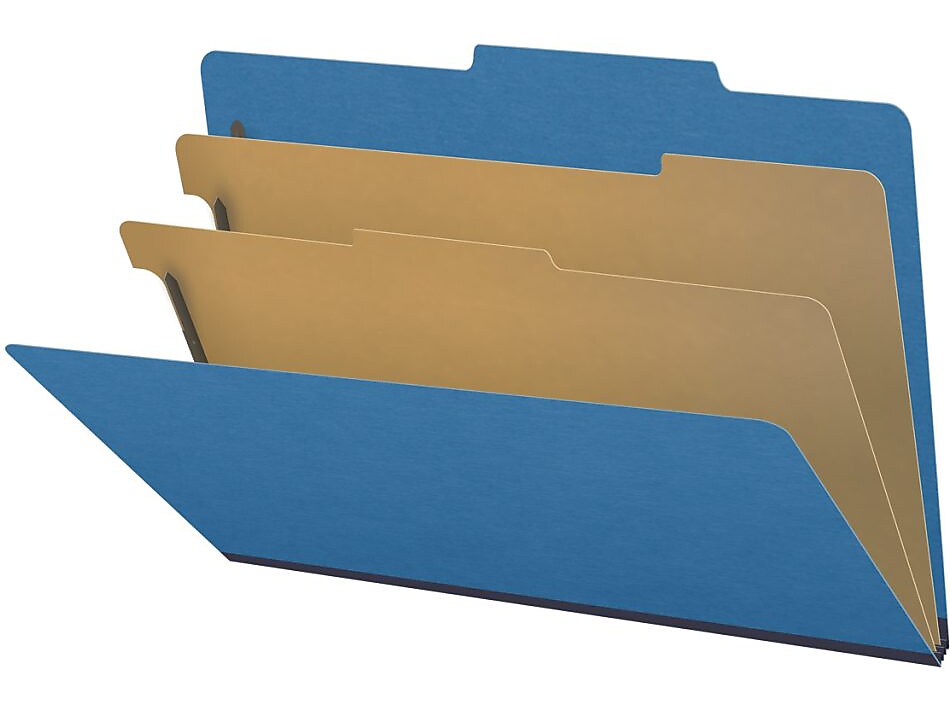 Medical Arts Press Pressboard Classification Folder, 2 Dividers, 2" Expansion, Legal Size, Royal Blue, 10/Box