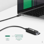 Plugable USBC-DP 6' USB 3.1 Type C to DisplayPort Audio/Video Cable, Male to Male, Black