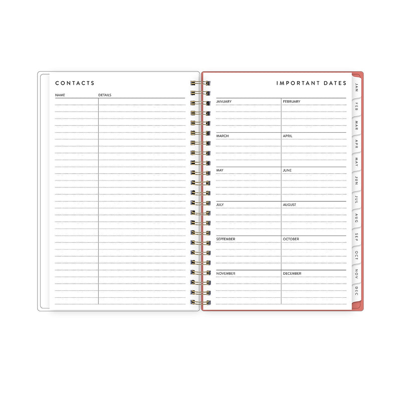 2026 Blue Sky Bespoke Letterpress Pomegranate Blush 5" x 8" Calendar Year Weekly & Monthly Planner, Faux Leather Cover (156222)