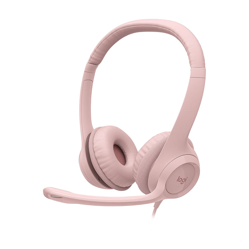 Logitech H390 Wired Headset For PC/Laptop, Rose Noise Canceling Stereo Computer Headset, USB-A (981-001280)