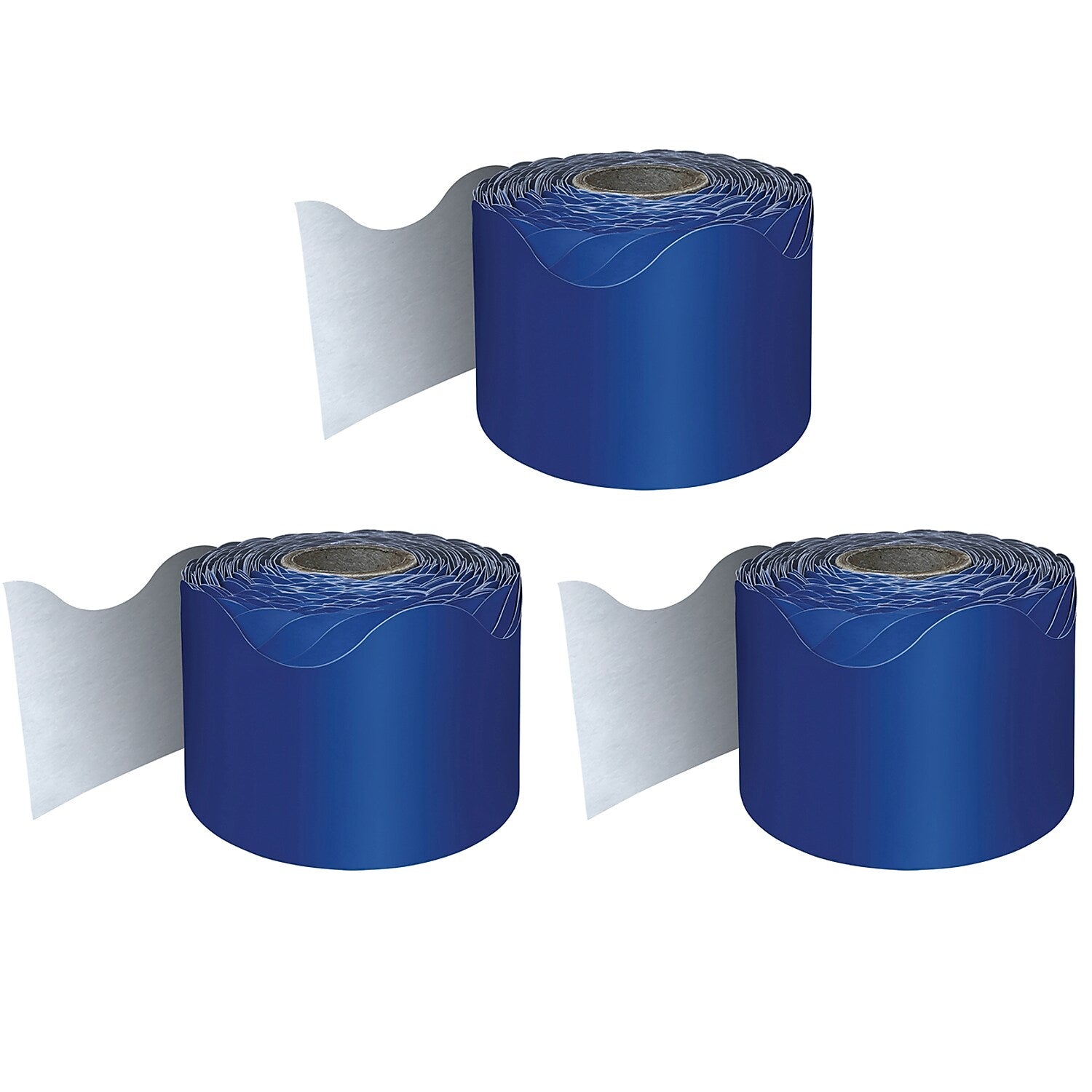 Carson Dellosa Education Rolled Scalloped Border, 2-1/4" x 65', Navy, 3/Bundle (CD-108469-3)