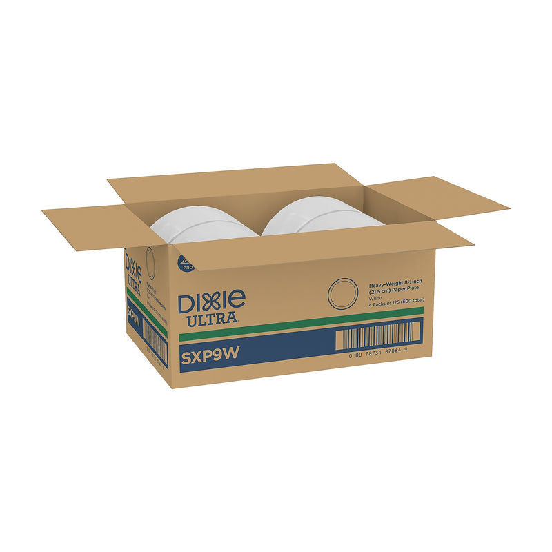 Dixie Ultra 8.5" Paper Plates, White, 125 Plates/Pack, 4 Packs/Carton (SXP9W)