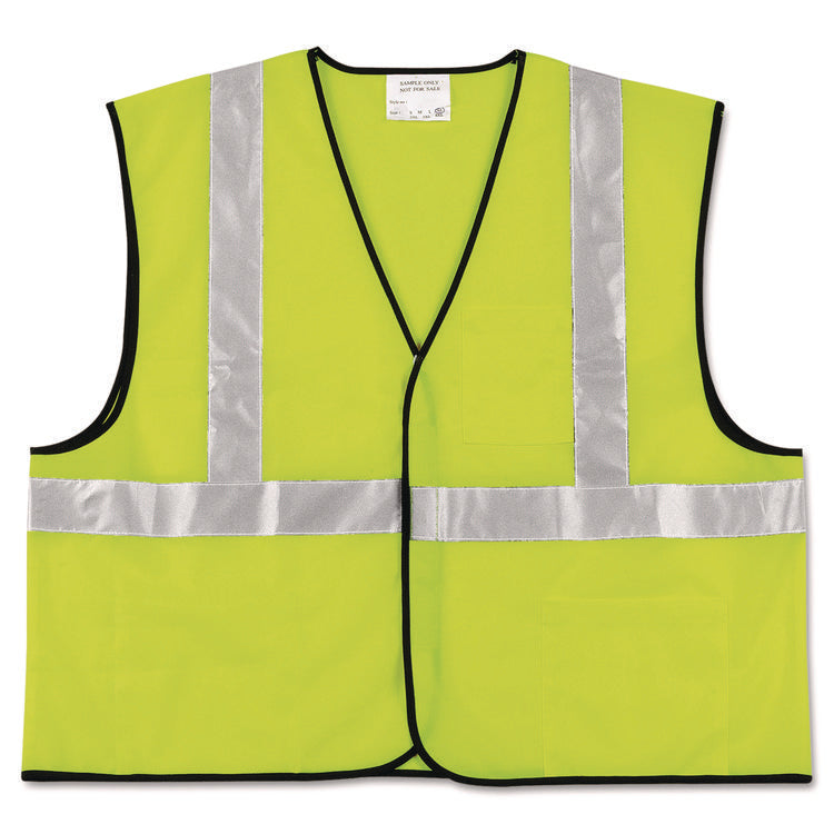 Class 2 Safety Vest, Polyester, X-Large, Fluorescent Lime with Silver Stripe