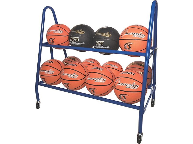 Champion Sports Deluxe Heavy-Duty Basketball Cart, Blue (BRC12)