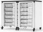 Luxor Mobile 12-Section Modular Classroom Storage Cabinet, 28.75"H x 18.2"D, White (MBS-STR-21-12S)
