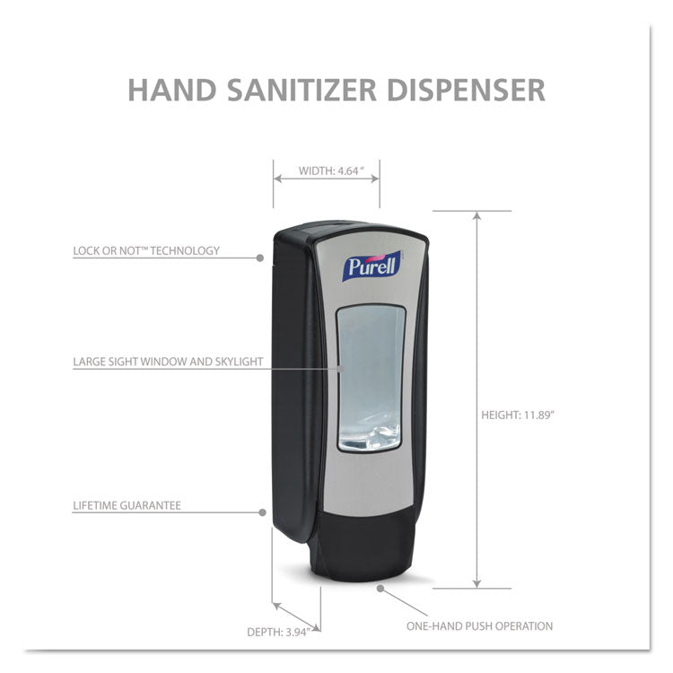 ADX-12 Dispenser, 1,200 mL, 4.5 x 4 x 11.25, Chrome/Black, 6/Carton