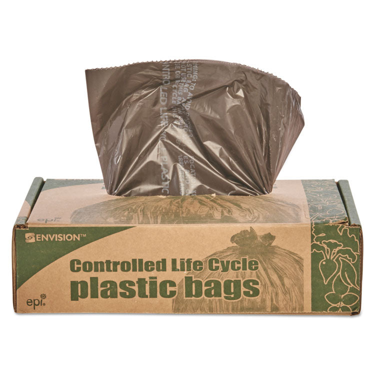 Controlled Life-Cycle Plastic Trash Bags, 39 Gal, 1.1 Mil, 33" X 44", Brown, 40/box