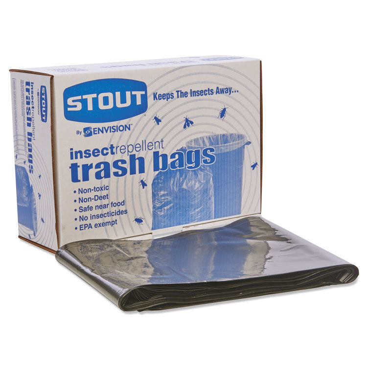 Insect-Repellent Trash Bags, 35 Gal, 2 Mil, 33" X 45", Black, 80/box