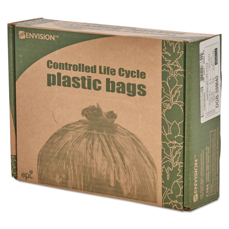 Controlled Life-Cycle Plastic Trash Bags, 33 Gal, 1.1 Mil, 33" X 40", Green, 40/box