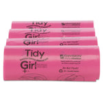 Feminine Hygiene Sanitary Disposal Bags, 4" x 4" x 10", Pink/Black, 150 Bags/Roll, 4 Rolls/Carton