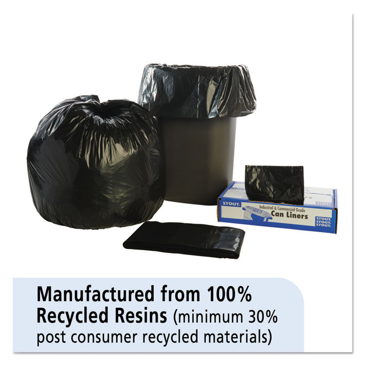 Total Recycled Content Plastic Trash Bags, 33 gal, 1.5 mil, 33" x 40", Black/Brown, 100/Carton