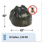Insect-Repellent Trash Bags, 45 Gal, 2 Mil, 40" X 45", Black, 65/box